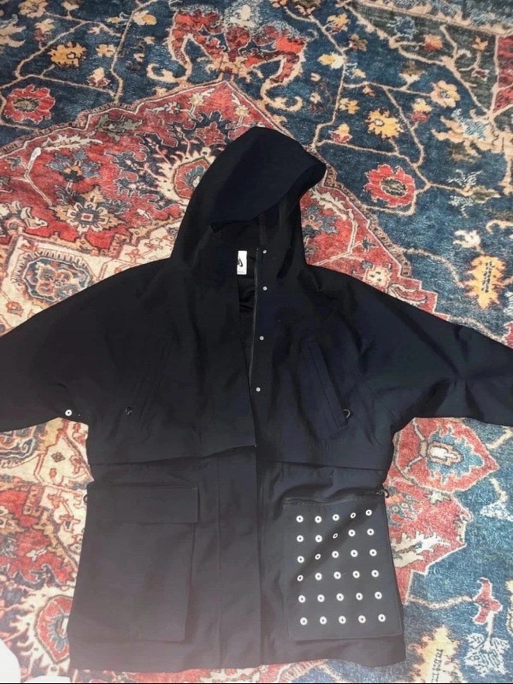 Nike Black Hooded Parka Jacket Women’s Medium M Utility Rain Coat